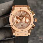 Knockoff Hublot Classic Fusion Chronograph King Diamond Face Rose Gold Watch 43mm